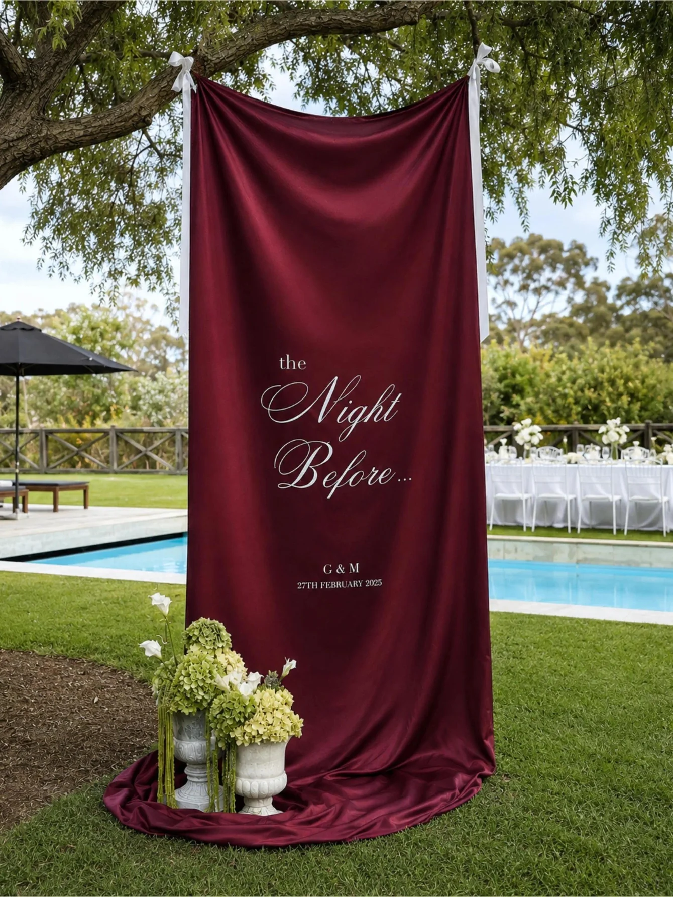 Personalized Satin Silk Wedding Banner, Silk Welcome Sign, Rehearsal Dinner Decor, Satin Wedding Backdrop, for Birthday Wedding