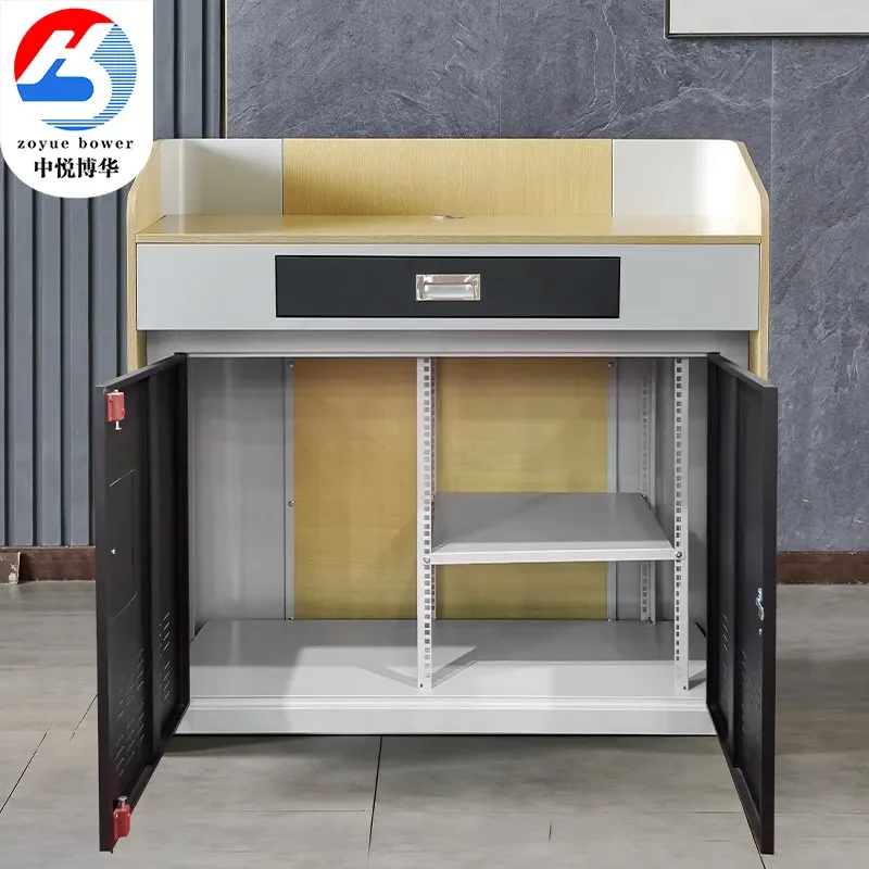 Steel Multimedia Podium for School Classroom Teacher Meeting Room Multifunctional Podium Table with Storage