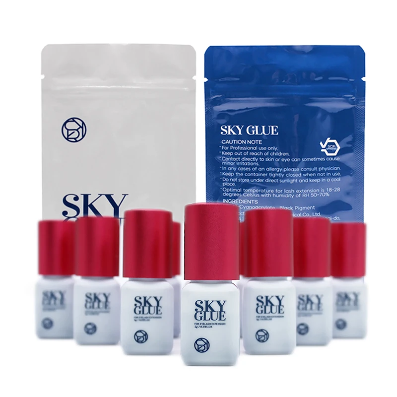 10 Bottles SKY Glue S+ For Eyelash Extension Supplies Korea 5ml Black Red Blue Cap Health Lava Beauty Shop Makeup Tools Adhesive