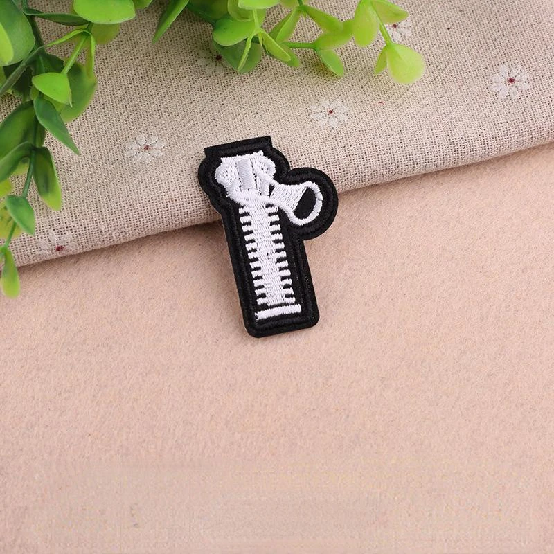 3/6 Pcs Zipper Embroidered Patch Iron on Sewing Applique Cute Patch Fabric Clothes Shoes Bag DIY Decoration