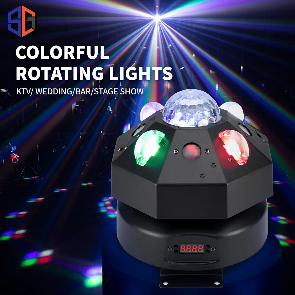 

New RGBW LED Pattern Light 360 ° Infinite Rotating Magic Ball Light Laser Lamp DMX512 Stage Lighting For Party Bar KTV Nightclub