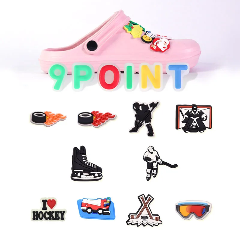 PVC Shoe Charms Ice Hockey Shoe Accessories Cartoon Shoe Decoration DIY Shoe Buckles for Clog Sandals X-mas Gifts  Buckle