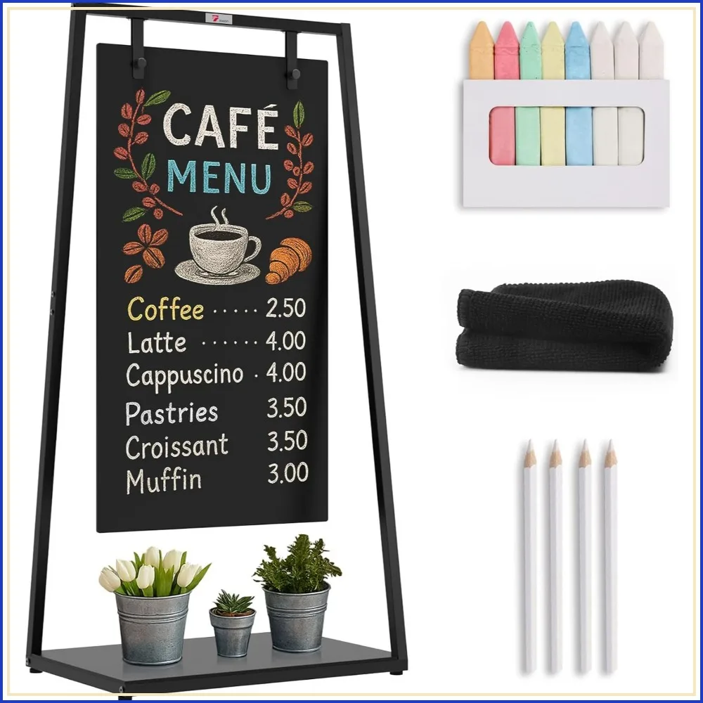 

Z-Shaped Double-Sided Chalkboard Sign, 21"x43.5" Weatherproof for Café, Events, Sidewalk