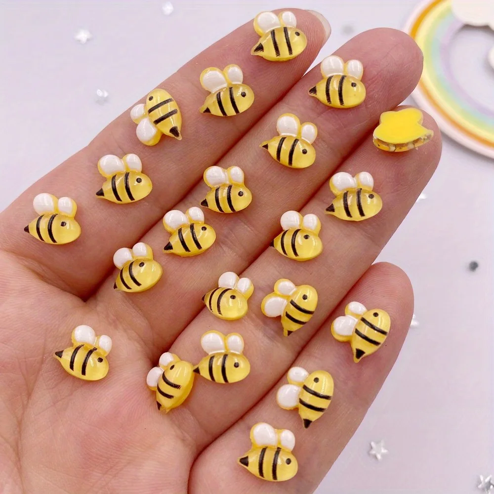 20 قطعة من سحر أظافر Kawaii Mini Bee، لوازم فنية من حجر الراين للنساء/الفتيات، مشابك شعر مصنوعة يدويًا، جراب هاتف