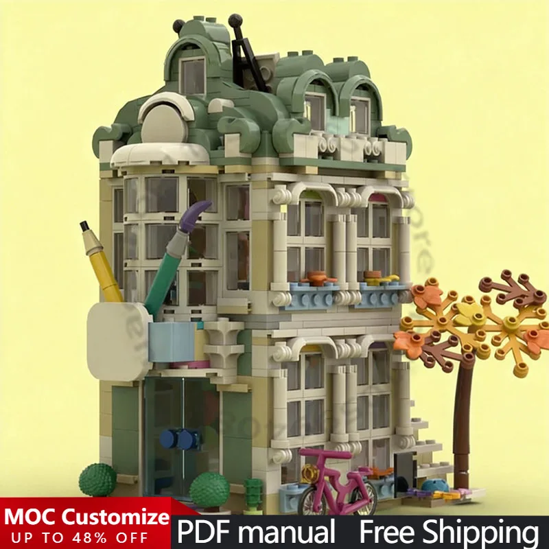 

809 PCS Construction Art School Corner - Alternate Build of Set 41711 MOC Customize Modular Building DIY Boys Assembly Toy Gift