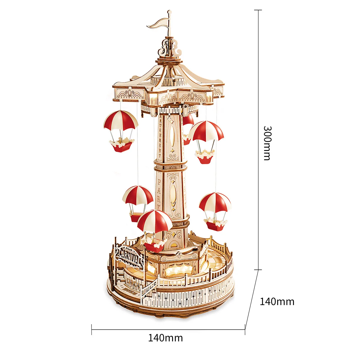 Robotime ROKR Magic Amusement Park Wooden Toys DIY Music Box Moveable 3D Wooden Puzzle for Kids Gifts for Christmas EA image 3
