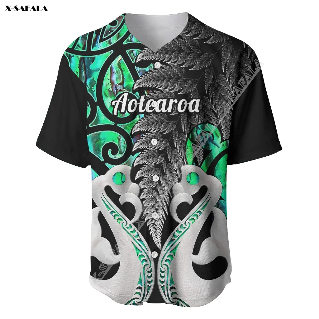 Maori Fern New Zealand Rugby Aotearoa 3D Printed High Quality Baseball Jersey  Shirt Tee Men Adult Clothing Casual Top Sport