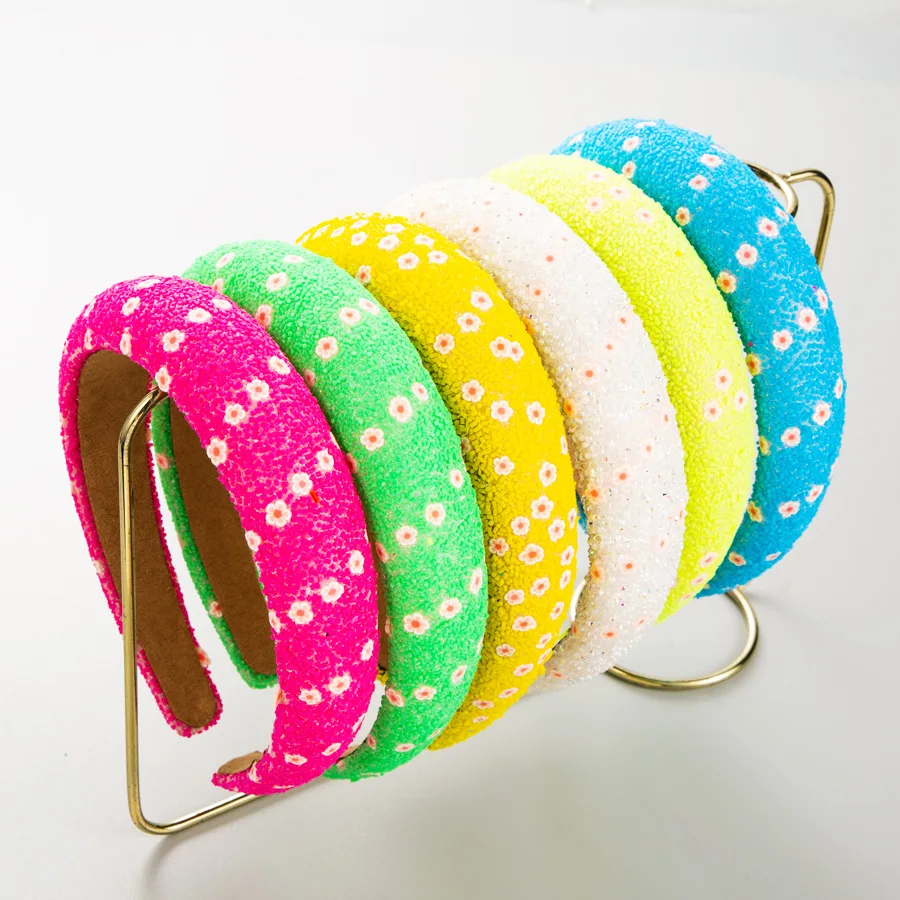 

Neon Matte Floral Headband Vibrant Textured Daisy Hair Hoop Summer Beach Vacation Fruit Tone Refreshing Sweet Headwear