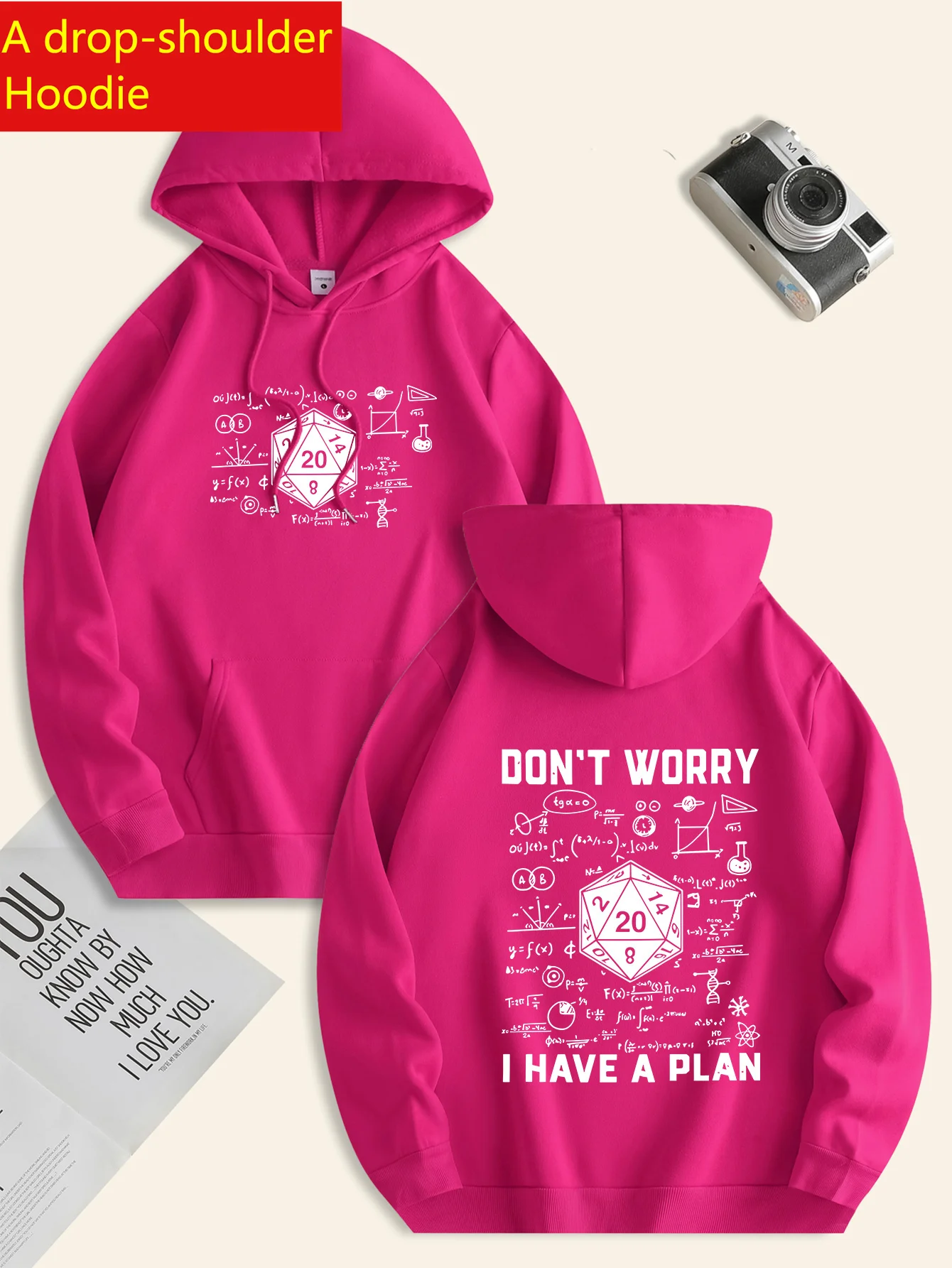Men's Drop Shoulder Hoodie Math Formula Polyester Knit Zipper Letter Print Casual Pullover Sweatshirt All Seasons Regular Top