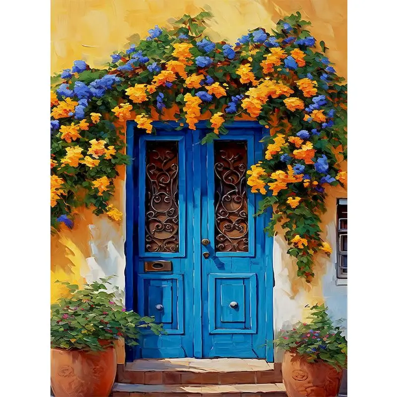 

GATYZTORY Pictures By Number Flower Door Kits Home Decor Painting By Number Landscape Drawing On Canvas HandPainted Art Gift
