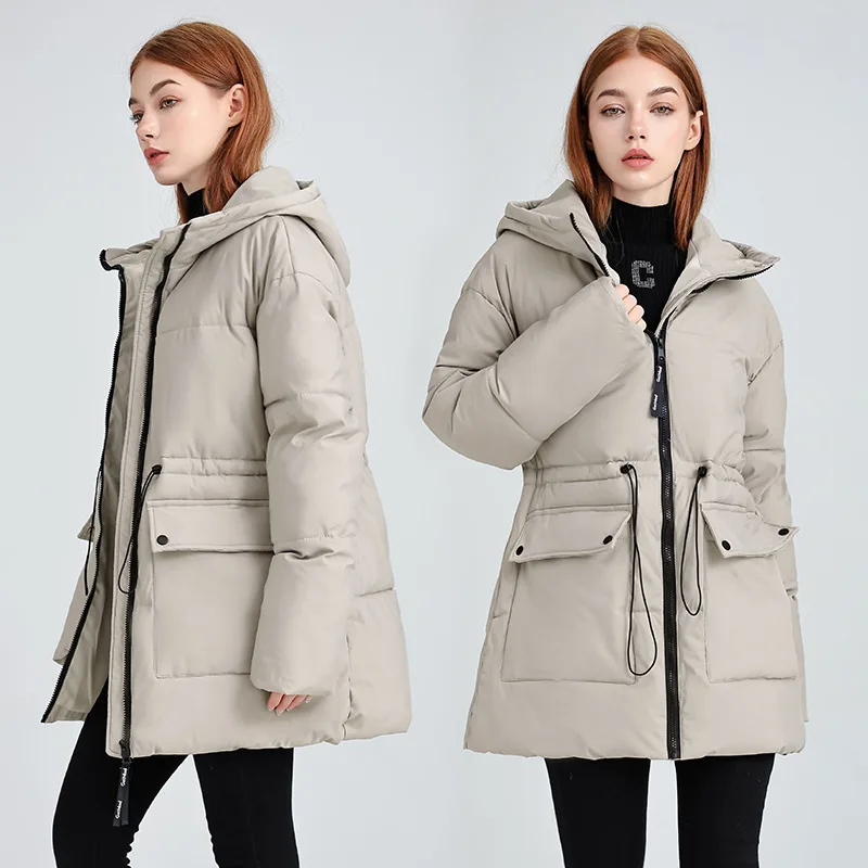 New cotton-padded clothes, versatile fashion hooded cotton-padded jackets, medium and long jackets