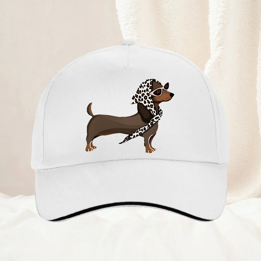Cute Dachshund leopard print Print Baseball Cap Men Women Vintage Washed Cotton Adjustable Dad Hat Pet Lover Sun Hat 5