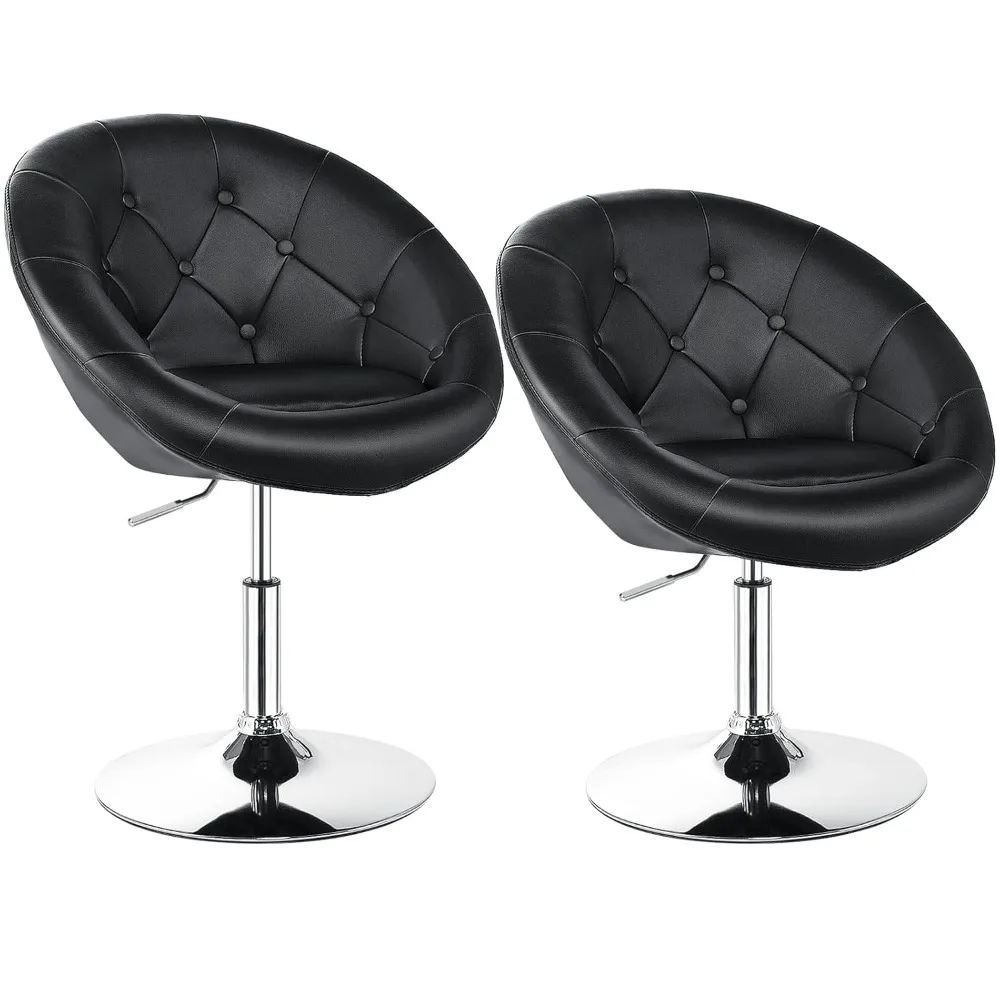 Swivel Round Vanity Chair Set of 2, Height Adjustable Tilt Makeup Beauty Chair with Back, Customized