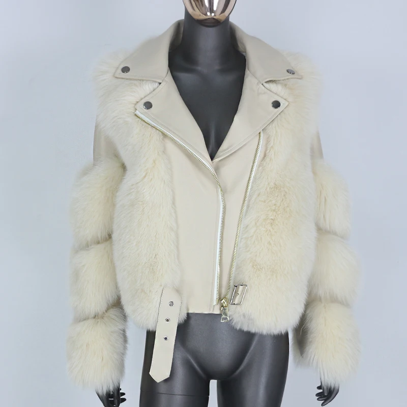 FURYOURSELF 2023 New Warm Real Fur Coat Vest Winter Jacket Women Natural Fox Fur Genuine Leather Outerwear Detachable Locomotive