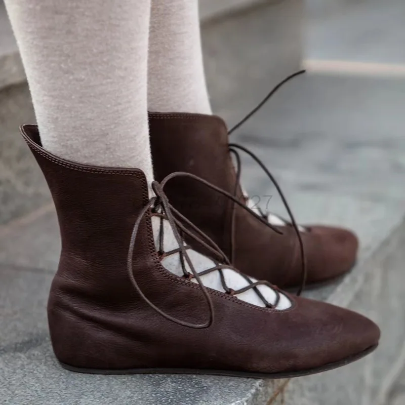 Botas cortas de estilo gótico y Medieval para hombre y mujer, zapatos de Cosplay de cuero PU para carnaval, Caballero pirata, príncipe, Princesa, elfo, estilo Punk