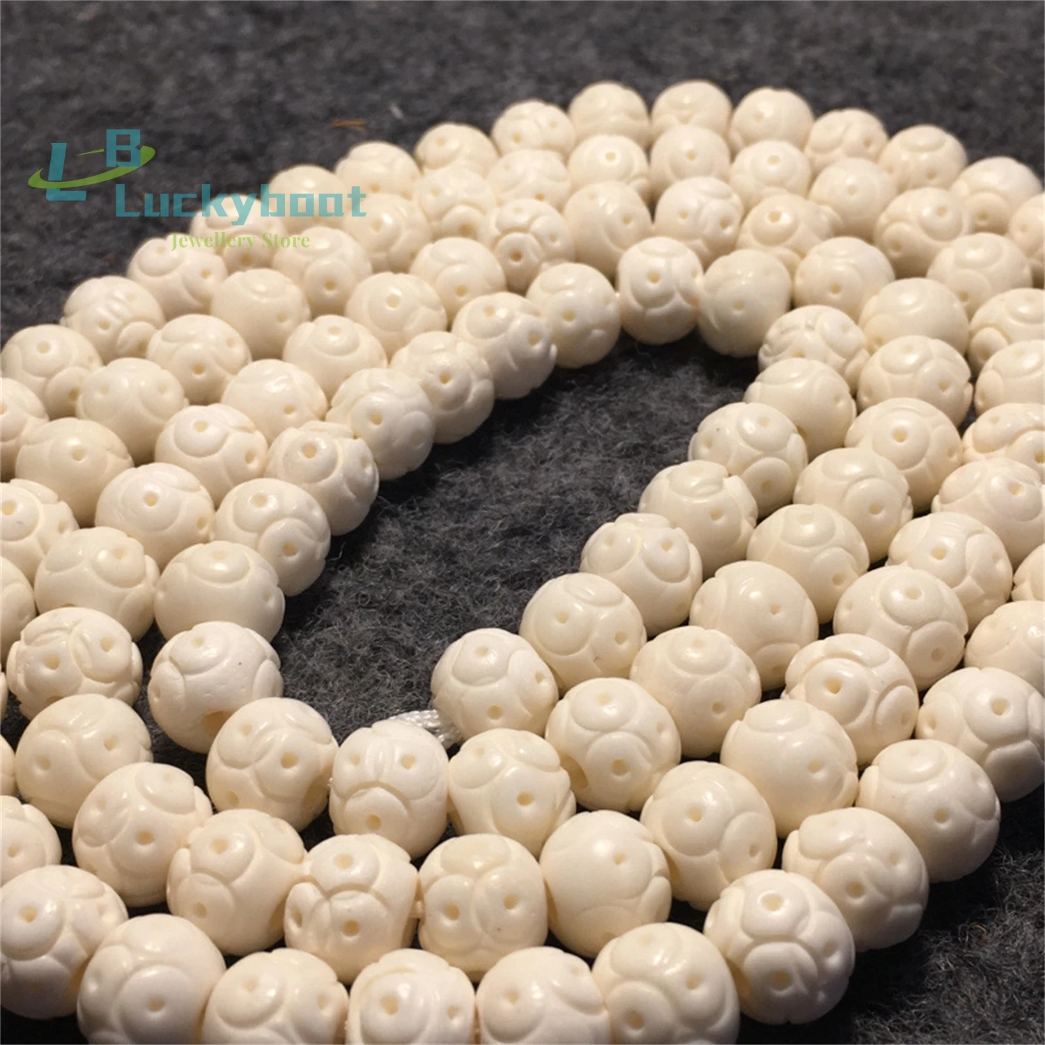 108 natural Tibetan deer bone handmade carved retro beads, white Road Tong auspicious Buddha beads, men\'s and women\'s jewelry