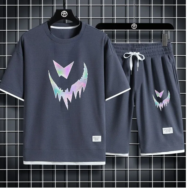 

2025 summer Leisure Camouflage butterfly print Sports T-shirts+shorts sets Mens Set Trendy Outfit Lightweight Breathable Fabric