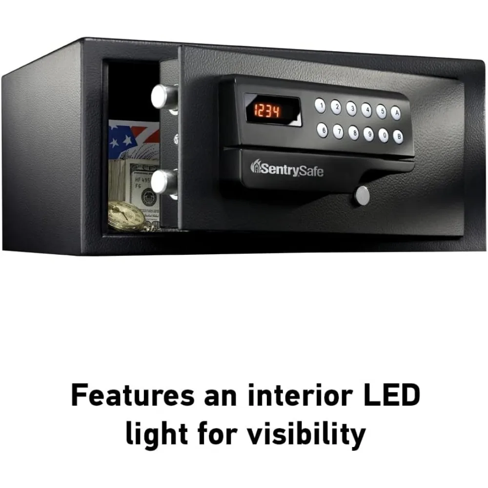 Black Steel Safe with Card Swipe Reader and Digital Keypad Lock, Small Safe with Interior Lighting and Bolt Down Kit