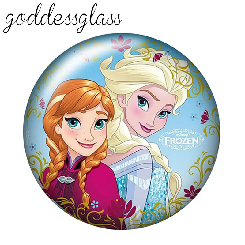 Disney Elsa Anna princess Olaf Cartoon 12mm/18mm/20mm/25mm Round photo glass cabochon flat back Making findings for bracelets