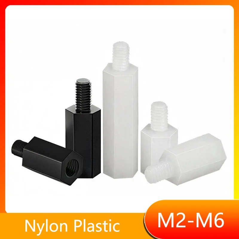 M2 M2.5 M3 M4 M5 M6 White/Black Plastic Nylon Insulated Hex Standoff Hexagon Pillar Spacer Column Screw Single Head Nylon Spacer