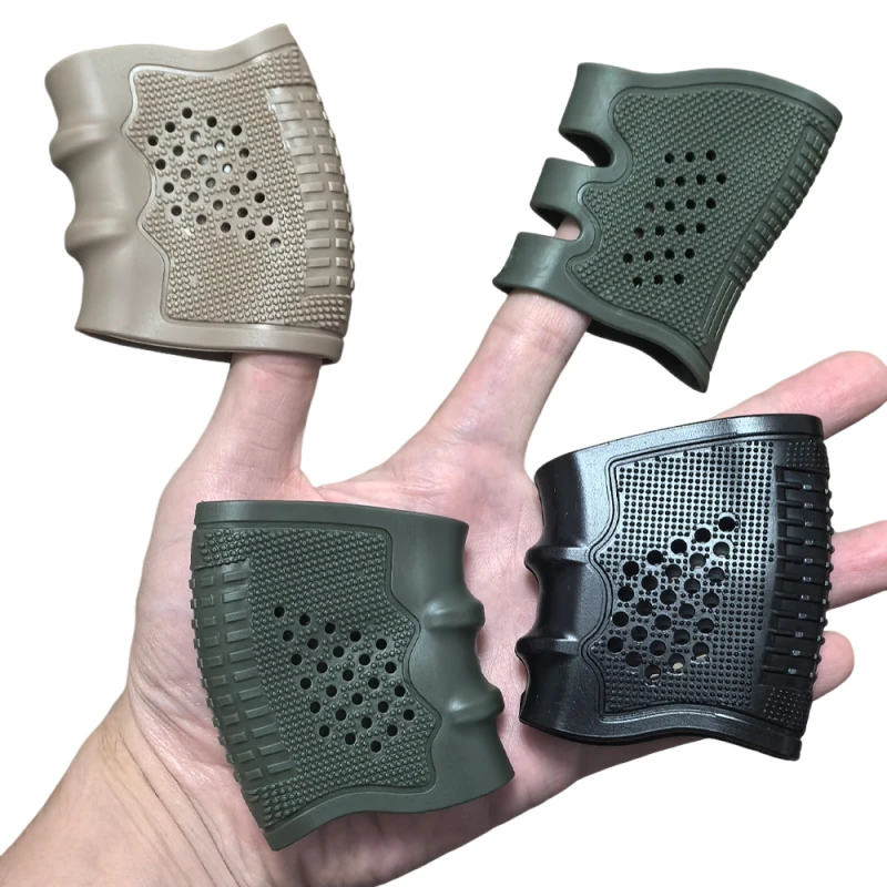 2 Stück taktische Pistolenholster-Gummigriff-Handschuhhüllen, rutschfeste Schutzhüllen für Handfeuerwaffen, passend für 17, 19, 23, Airsoft, Jagd – Detail 7
