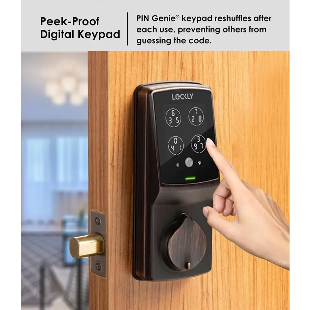 Cerradura inteligente Secure Plus con tarjetas RFID, PIN Genie ®   Cerrojo inteligente con teclado digital, control remoto por aplicación, sensor biométrico de huellas dactilares