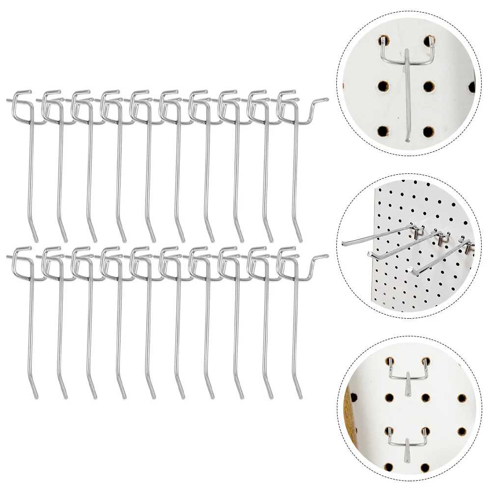 

20 Pcs Hook Nail Board Heavy Duty Pegboard Hooks for Silver Tool Utility Accessories