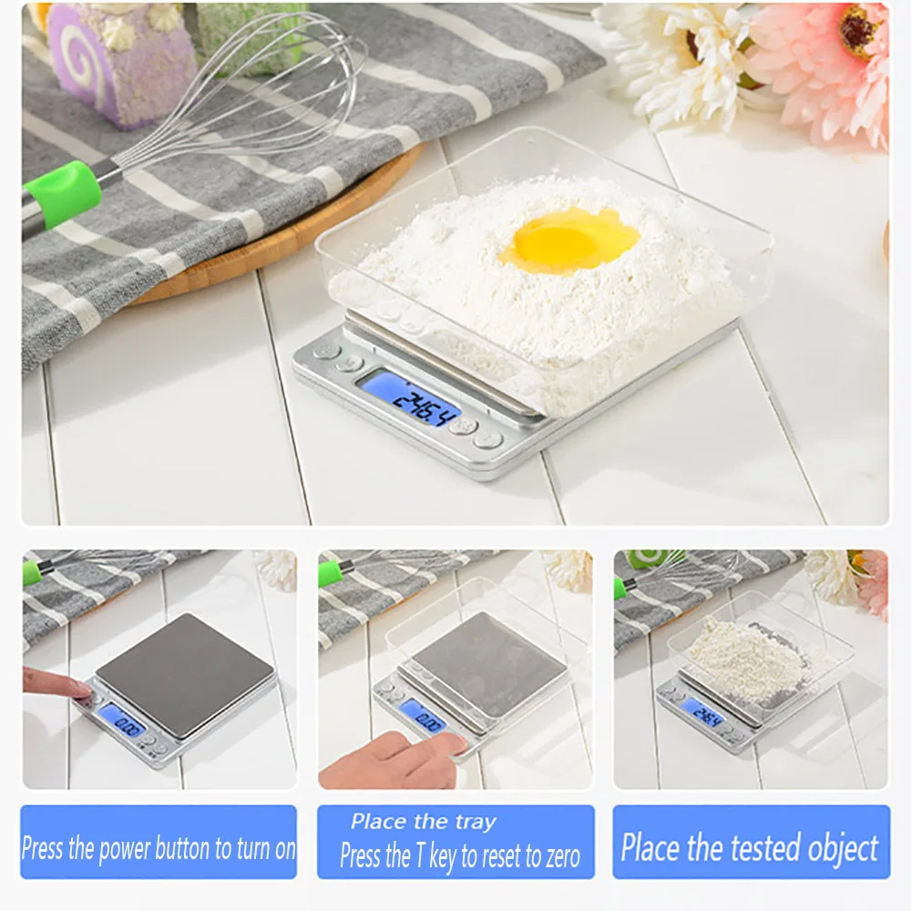 Kitchen Scales 500g x 0.1g Mini Portable Digital for Pocket ScalePrecision Jewelry Electronic Balance Weight Gold Gram