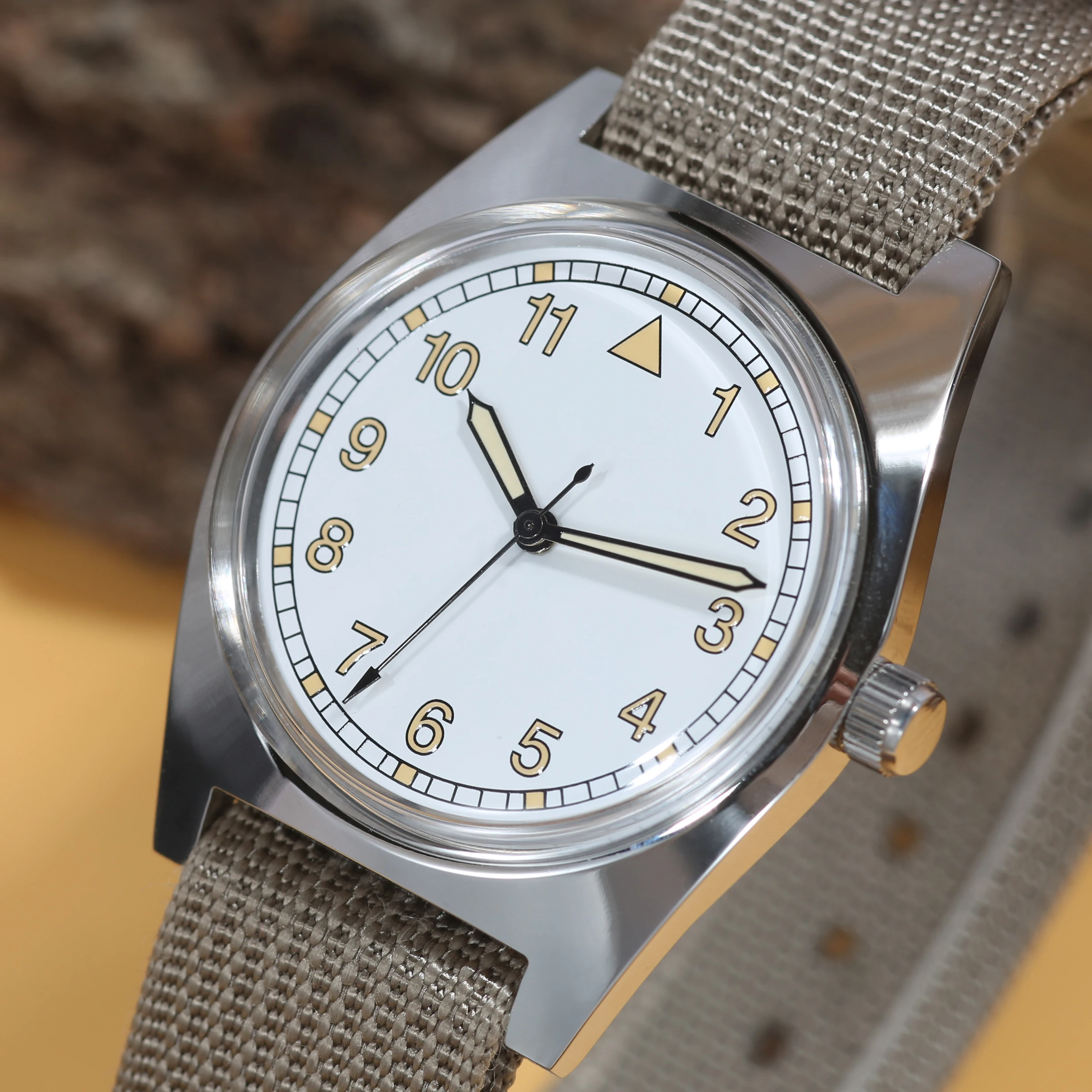 ساعة بايلوت للرجال حركة ميكانيكية يدوية 36 ملم ريترو مينا صغيرة ستانلس ستيل مقاومة للماء للرجال والنساء #2