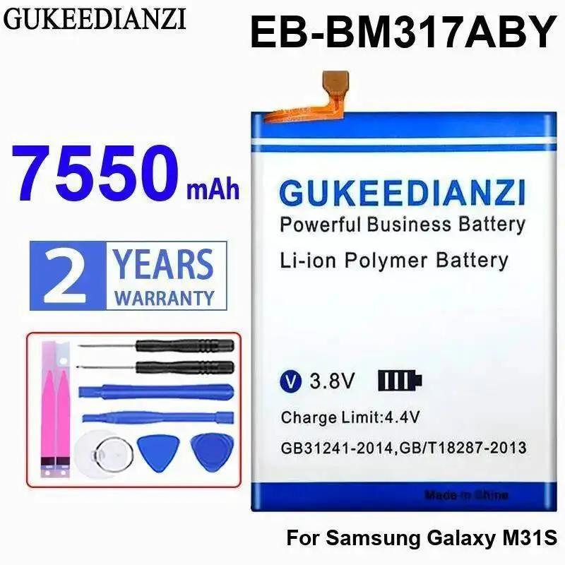 

7550 мАч для Samsung Galaxy M31S Высокоэффективный аккумулятор для мобильного телефона EB-BM317ABY Хорошая низкотемпературная производительность