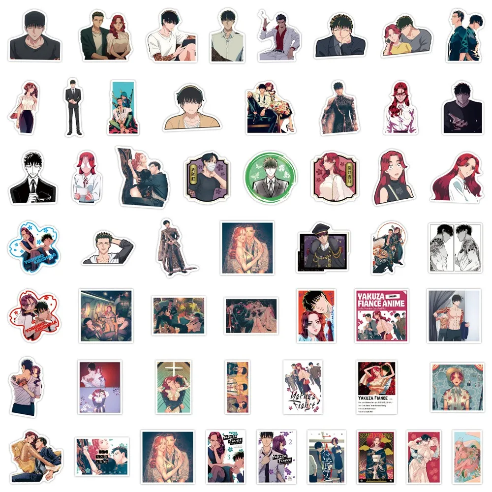 54 Uds Anime Yakuza finanzas dibujos animados pegatinas de grafiti maleta taza de agua guitarra coche Scooter teléfono móvil DIY calcomanías de decoración