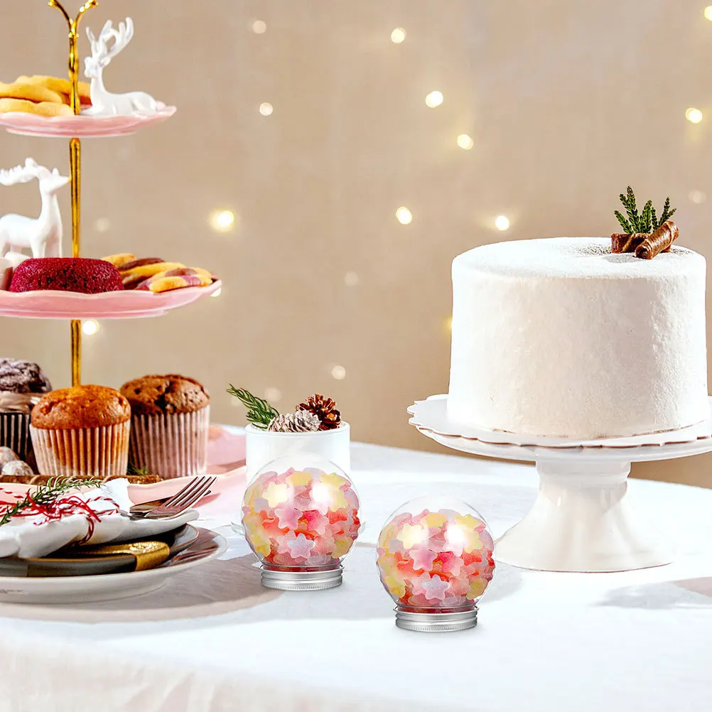 

6Pcs 270Ml Transparent Candy Jars Screw Lids DIY Snow Globes Water Globe Craft Plastic Candy Jar with Lid Small Water Bottles