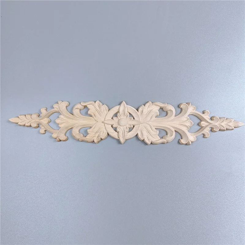 

AB35-8 Pcs 33X6cm Wood Carved Decal Stripe Corner Appliques Long Hollow Flower Frame Furniture Woodcarving Figurines Craft