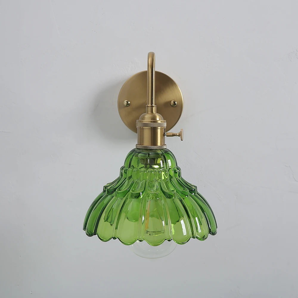 Modern Wall Lamp With Switch Floral Glass Wall Lamps Modern Simple Bedside Sconce Lamp for Bedroom Study Led Mirror Light