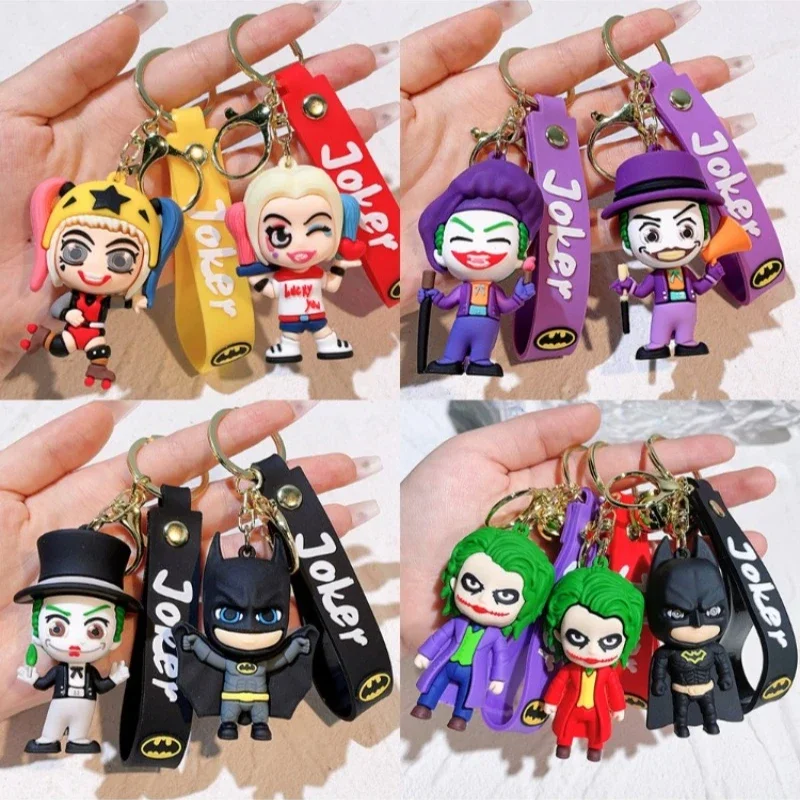 2024 New Joker Keychain Superhero Batman Harley Quinn Doll Car Keychain Pendant Women’s Bag Pendant Children’s Birthday Gift