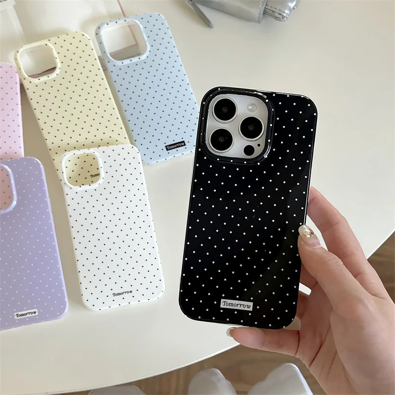 Simple Polka Dots Phone Case For iPhone 15 Pro 12 14 13 Pro Max 14pro Back Cover Fashion Soft Silicone Cute Cases For iPhone 15