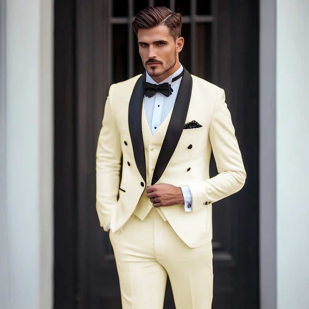 Elegant Men's Suit Three Piece Suit Wedding Groomsmen Tuxedo Custom Men's Jacket Pants Vest Slim fit Outfit