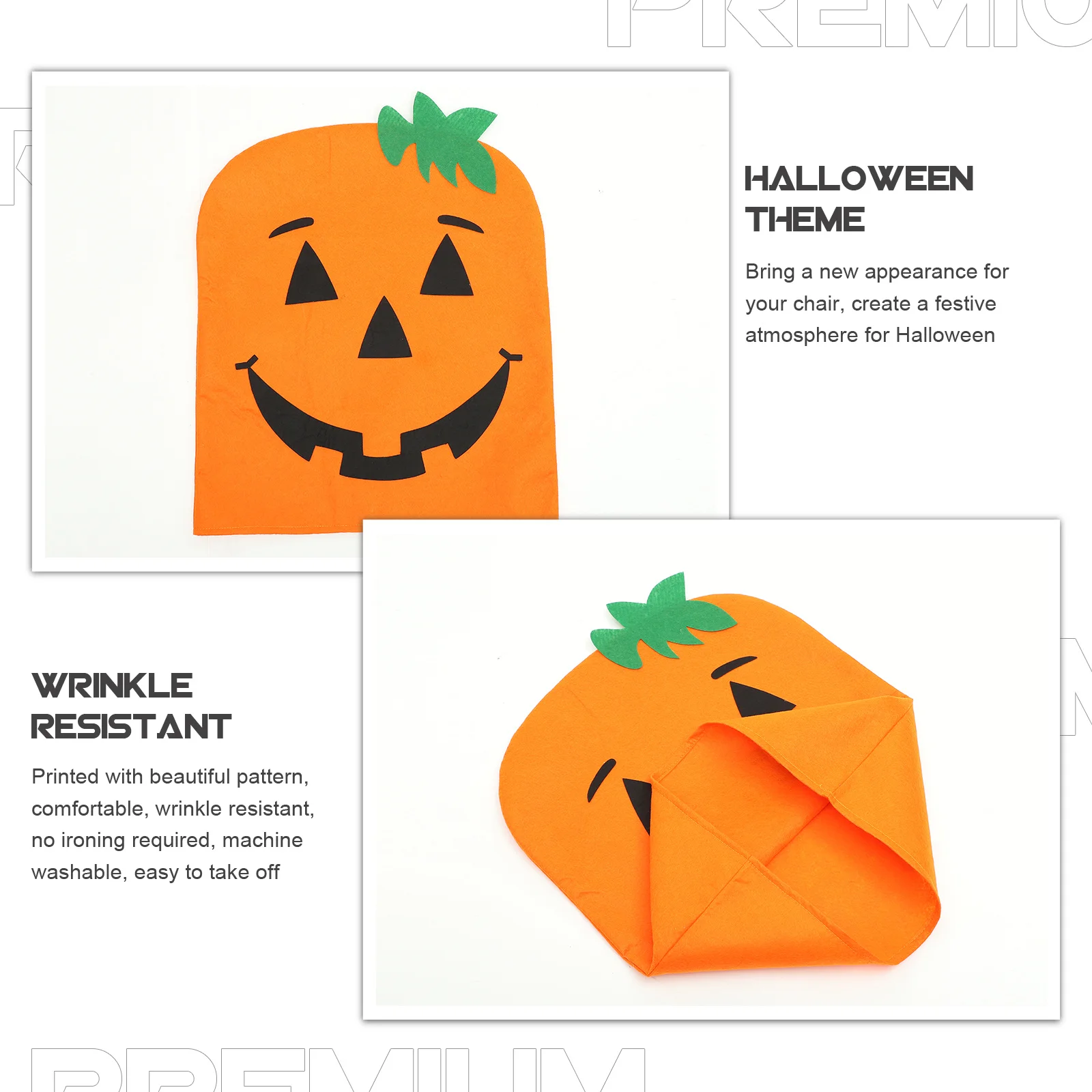 

2pcs Pumpkin Face Decor Chair Cover Halloween Spooky Face Protector Nonwovens Autumn Party Dining Room Celebration Decoration