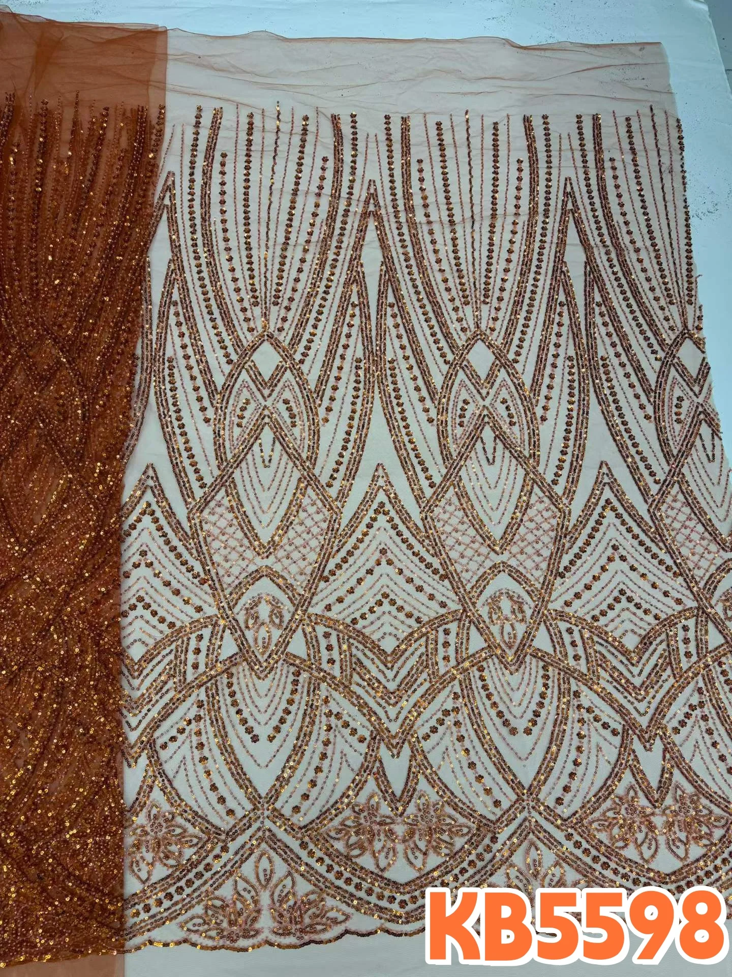 Gold Beaded Sequins French Mesh Lace Fabric Burgundy Sequence Trim Lace Fabrics 5 Yards Fabric for African Cloth Sewing KB5598