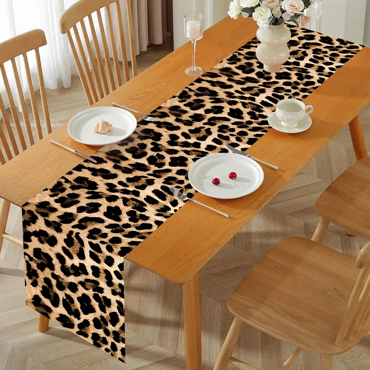 Camino de mesa con estampado de leopardo y animales, cubierta de mesa de guepardo y vaca, suministros para fiesta de cumpleaños salvaje de Safari en la jungla, decoraciones para fiesta de 1er para niños