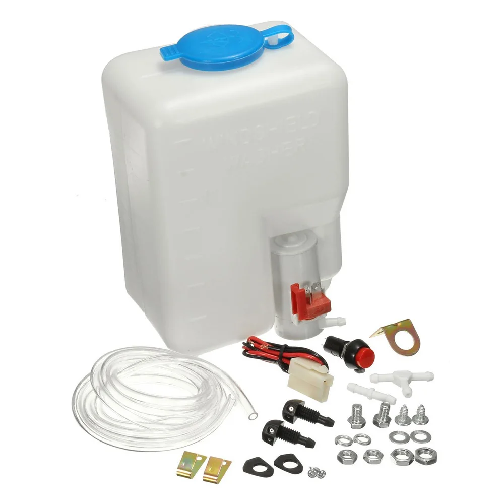 Universal Washer Bottle Tank Kit Pump 12V 1.8L Windshield Wiper System Reservoir Washer Bottle Tank Kit