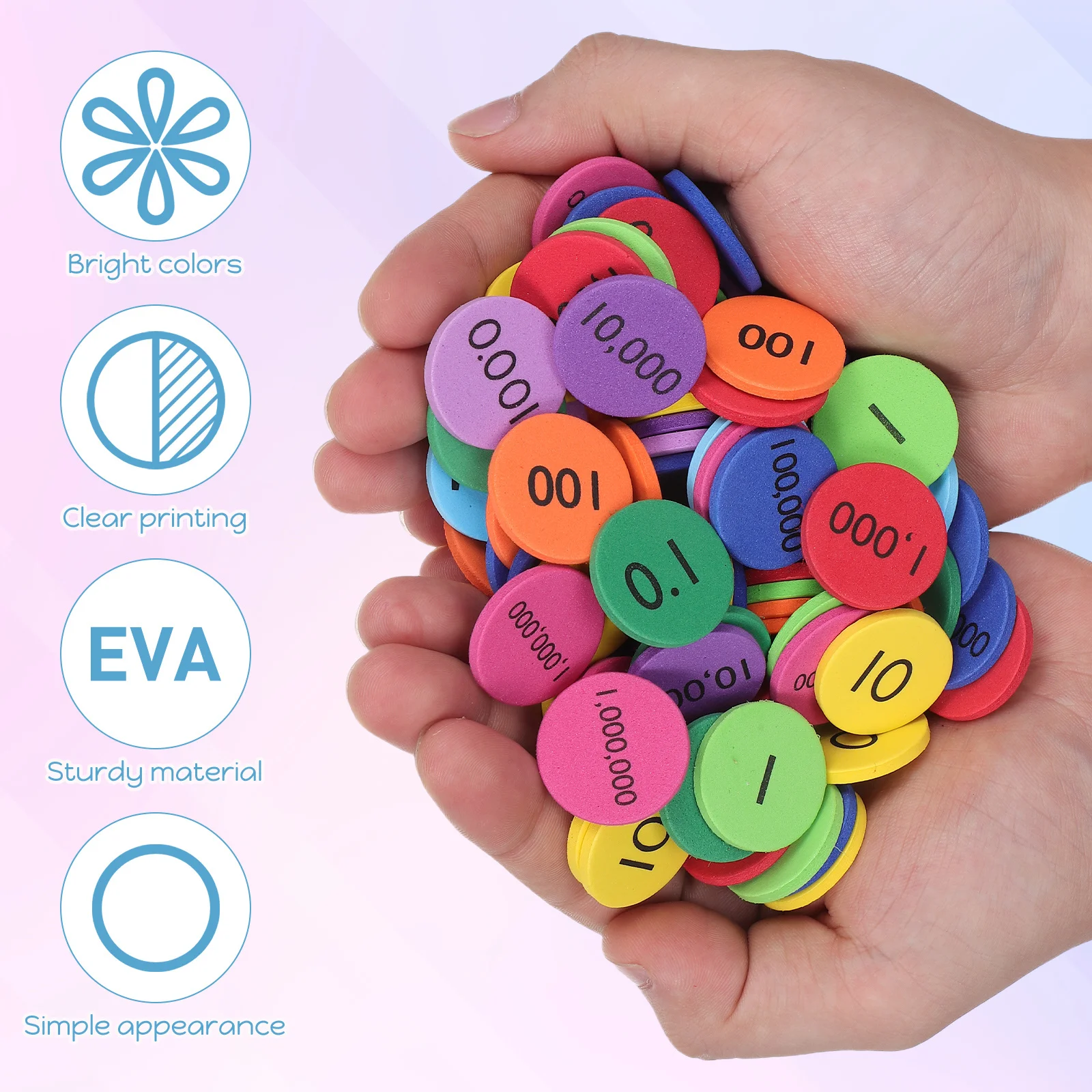 320pcs Digital Number Disks Bright Color Math Counting Learning Props Early Math Skills Teaching Aids For Kids Place Value Disks