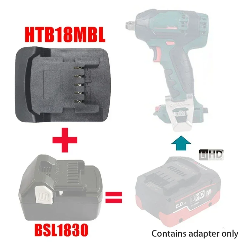 Adattatore batteria HTB18MBL Converti per batteria agli ioni di litio Hitachi 18V BSL1830 a batteria al litio Metabo 18V per utensile elettrico Metabo