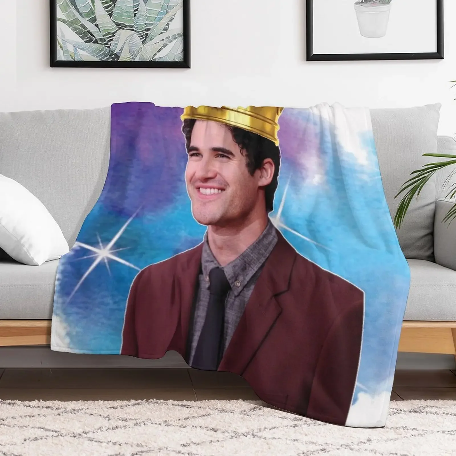 Darren Criss Watercolour Throw Blanket funny gift Hairys Cute Plaid Polar Blankets