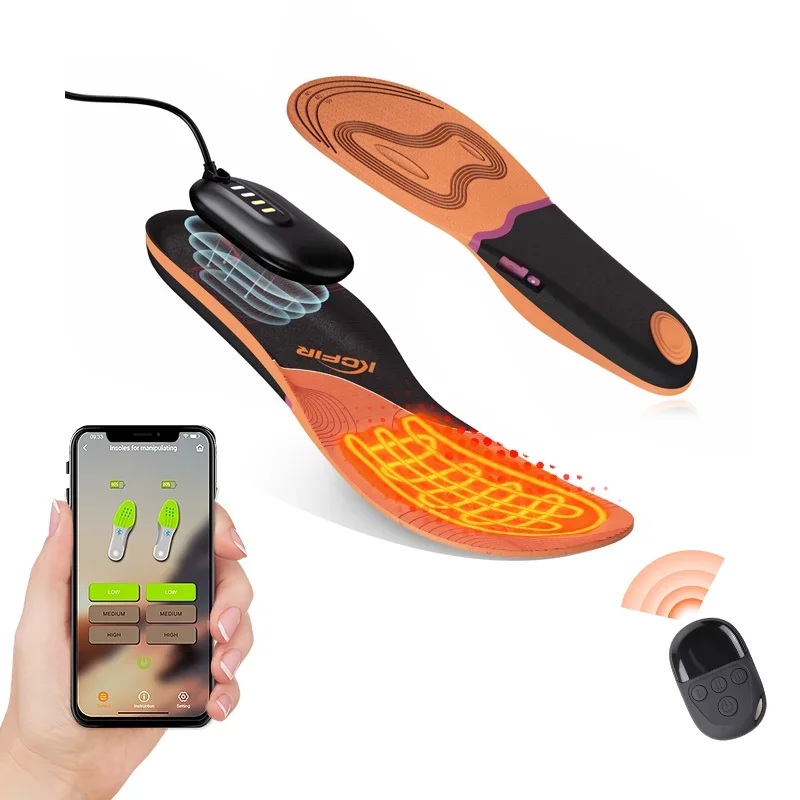 

APP Rechargeable Battery Power Electric Heating Insoles Warmer Foot Insoles For Winter Outdoor Sports Thermal Equipment