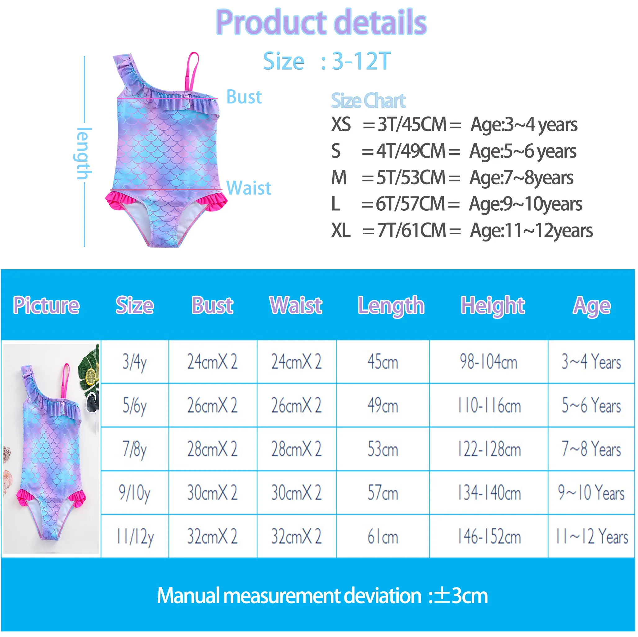 Hello Kitty Girls Swimsuit Mermaid Fish Scale One-Piece Bathing Suits Children's Dresses Summer Swimwear Beach Suit Kids