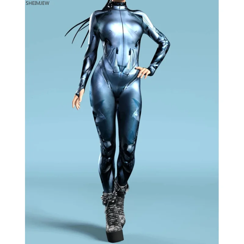 RT01 Nuovo Cosplay Robot Punk Donne Zentai Tuta 3D Stampa Digitale Tuta Per Adulti Sottile Halloween Carnevale Vacanza Gioca C * JK2