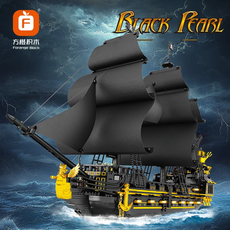 

2076PCS Black Pirate Ship Building Blocks Model High Difficulty Assembly Bricks Toy Desktop Decoration Gift for Boys