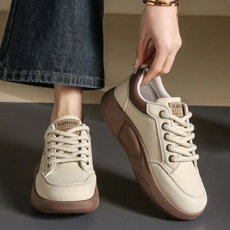 Chunky Sneakers 2024 Korean Style Fashion Casual Shoes Versatile Comfortable Platform Shoes Stylish Walking Flats Tenis De Mujer