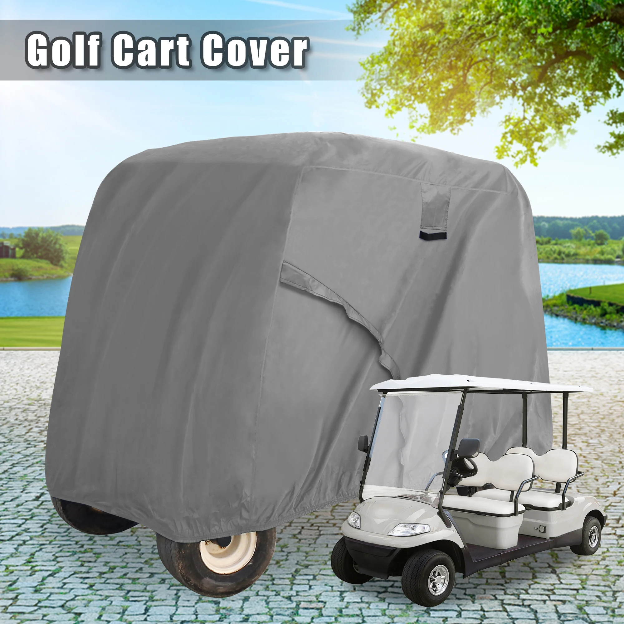 

X Autohaux Golf Cart Cover 4 Passenger 400D Waterproof Outdoor Protective Cover Black